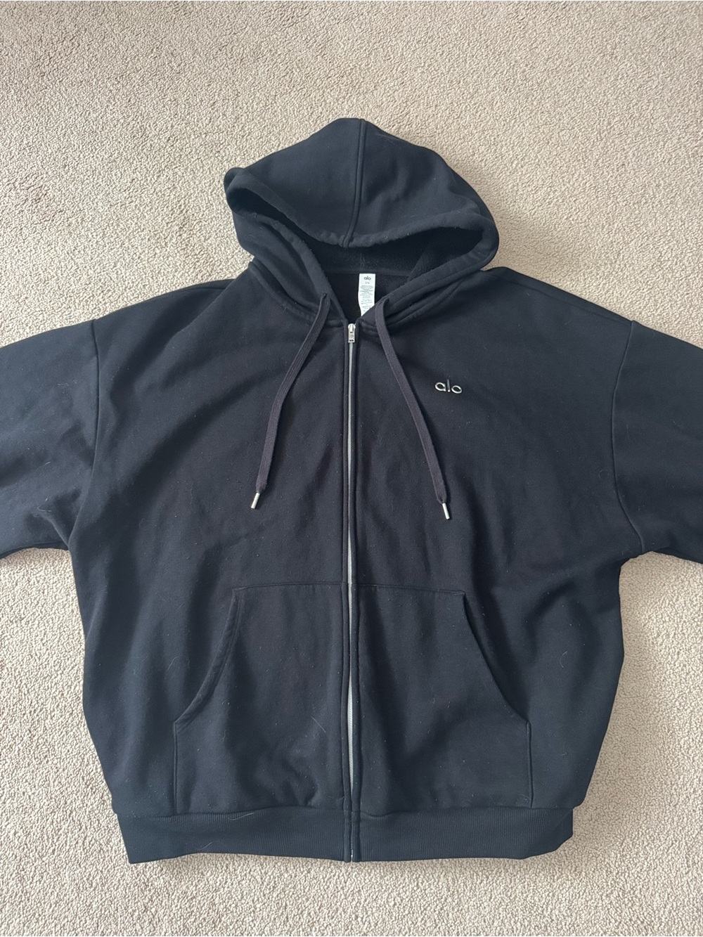 ALO Yoga Men's Black Zip-Up Hoodie Sweater LARGE